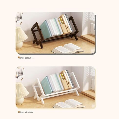 Slanted Book Rack - Space-Saving Freestanding Book Organizer for Novels, Magazines, Textbooks | Modern Storage Shelf for Home Office, Living Room, Bedroom (White 33cm) in Saudi Arabia