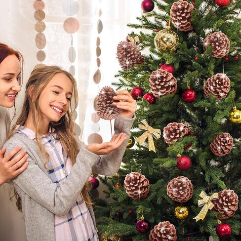 Halloscume 10 أجهزة كمبيوتر شخصية كبيرة الوردي عيد الميلاد الصنوبر المخاريط يختار لشجرة عيد الميلاد 11 بوصة بريق الصنوبر الطبيعي يختار الزهور لإكليل إكليل زخرفة شجرة عيد الميلاد ترتيب الزهور DIY الحرفية in Saudi Arabia