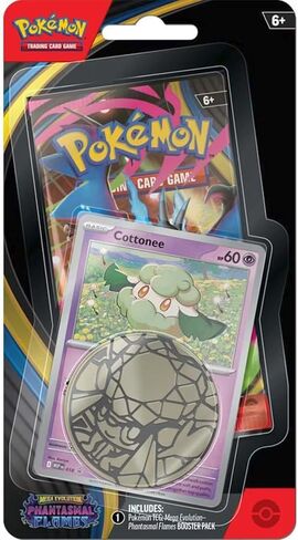 حزمة Pokemon Mega Evolution Phantasmal Flames Checklane Blister Pack (حزمة معززة واحدة، وبطاقة ترويجية وعملة معدنية) (Whimsicott) in Kuwait