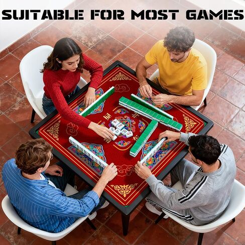 Mahjong Mat for Table, Mahjong Table Mat Red Flower 31x 31in, Non-Slip Noise Reduction Mah Jong Mat with Carrying Bag, Game Table Cover for Mahjongs Poker Card Dominoes, Christmas Birthday Gift in Saudi Arabia