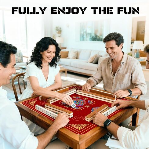 Mahjong Mat for Table, Mahjong Table Mat Red Flower 31x 31in, Non-Slip Noise Reduction Mah Jong Mat with Carrying Bag, Game Table Cover for Mahjongs Poker Card Dominoes, Christmas Birthday Gift in Saudi Arabia