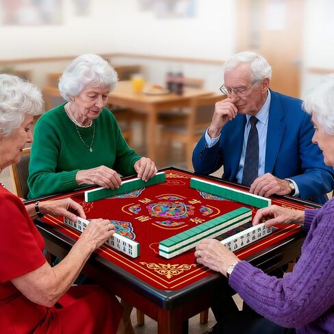 Mahjong Mat for Table, Mahjong Table Mat Red Flower 31x 31in, Non-Slip Noise Reduction Mah Jong Mat with Carrying Bag, Game Table Cover for Mahjongs Poker Card Dominoes, Christmas Birthday Gift in Saudi Arabia