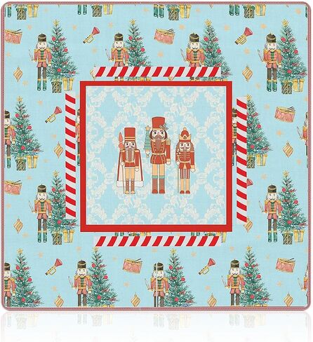 Nutcracker Christmas Mahjong Mat 31.5 x 31.5 in, Festive Red and Blue Christmas Tree Anti Slip and Noise Reduction Game Table Cover for Mahjong Dominoes Card Board Tile Games in Saudi Arabia