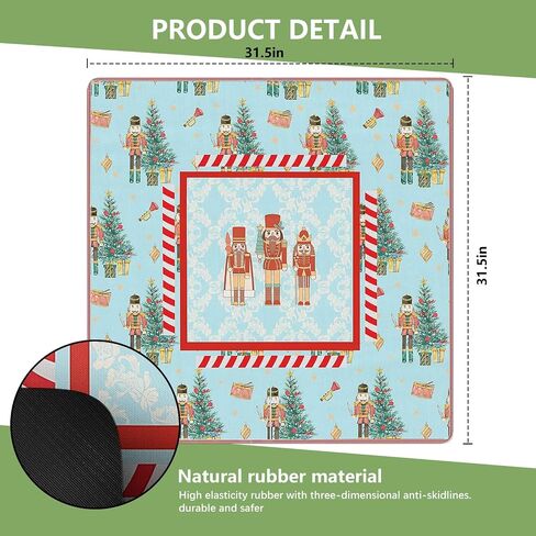 Nutcracker Christmas Mahjong Mat 31.5 x 31.5 in, Festive Red and Blue Christmas Tree Anti Slip and Noise Reduction Game Table Cover for Mahjong Dominoes Card Board Tile Games in Saudi Arabia