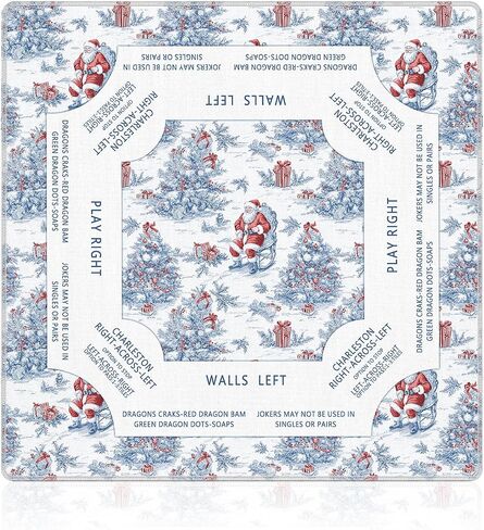 Nutcracker Christmas Mahjong Mat 31.5 x 31.5 in, Festive Red and Blue Christmas Tree Anti Slip and Noise Reduction Game Table Cover for Mahjong Dominoes Card Board Tile Games in Saudi Arabia