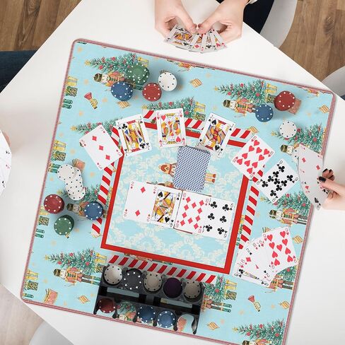 Nutcracker Christmas Mahjong Mat 31.5 x 31.5 in, Festive Red and Blue Christmas Tree Anti Slip and Noise Reduction Game Table Cover for Mahjong Dominoes Card Board Tile Games in Saudi Arabia