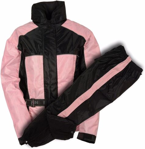 NexGen Ladies Motorcycle Riding Nylon Rain Suit Gear Pink/Black Waterproof Lightweight in Saudi Arabia