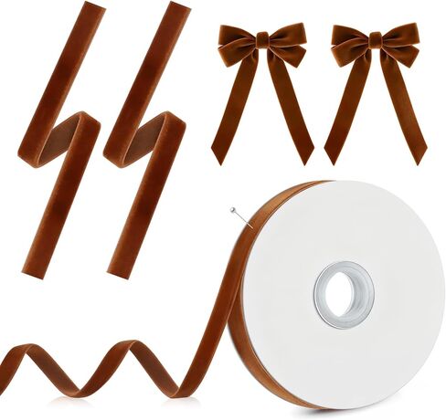 Christmas Ribbon for Gift Wrapping - 4 Colors Velvet Ribbon Set (Red, Green, White, and Khaki) 3/8" * 10 Yards Each - Vintage Christmas Ornaments Decor Bows Making - Christmas Tree Ribbon in Kuwait