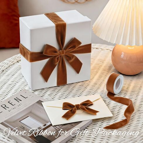 Christmas Ribbon for Gift Wrapping - 4 Colors Velvet Ribbon Set (Red, Green, White, and Khaki) 3/8" * 10 Yards Each - Vintage Christmas Ornaments Decor Bows Making - Christmas Tree Ribbon in Kuwait