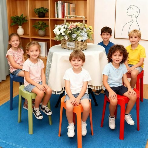 Classroom Stools for Students,Stackable Stools,Nesting Stool,Stackable Chairs,Plastic Stool,Plastic Chair,School Chair,for Home School Office,Home Party (4 Piece, 12.2inch) in Saudi Arabia