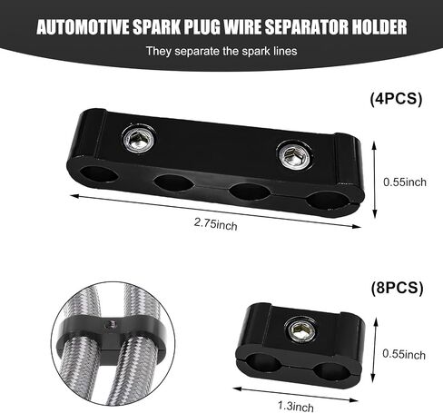 4PCS Car Engine Spark Plug Wire Separator Divider Set, Aluminum Alloy Spark Plug Wires Holder, Plugs Wire Divider Looms Organizer Clamp Kit for 8mm 9mm 10mm, Car Accessories (Red) in Saudi Arabia