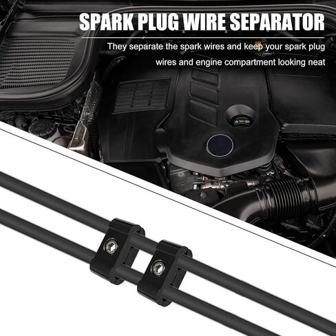 4PCS Car Engine Spark Plug Wire Separator Divider Set, Aluminum Alloy Spark Plug Wires Holder, Plugs Wire Divider Looms Organizer Clamp Kit for 8mm 9mm 10mm, Car Accessories (Red) in Saudi Arabia