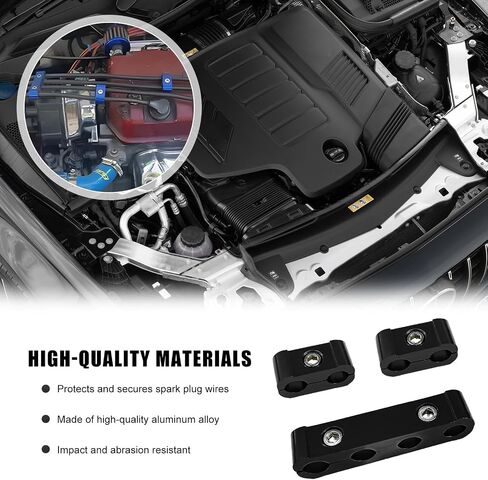 4PCS Car Engine Spark Plug Wire Separator Divider Set, Aluminum Alloy Spark Plug Wires Holder, Plugs Wire Divider Looms Organizer Clamp Kit for 8mm 9mm 10mm, Car Accessories (Red) in Saudi Arabia