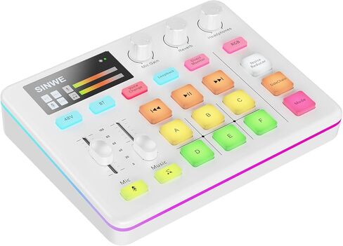 حزمة ميكروفون SINWE Podcast، ميكروفون مكثف BM-800 مع مجموعة بطاقات الصوت الحية، حزمة معدات البودكاست مع مغير الصوت ووظائف الخلاط لتسجيل استوديو الهاتف الذكي والبث والبث in Saudi Arabia