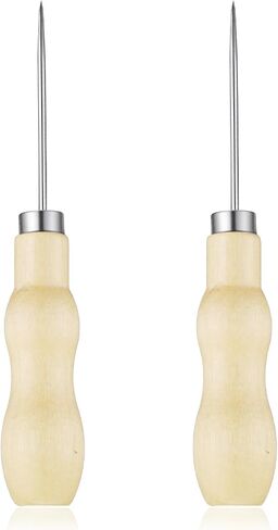 2 PCS Leather Scratch Awl Tool, Gourd Shape Wooden Handle Sewing Tailors Awl Tool, Awls Hole Punch for Sewing Stitching Punching DIY Leather Craft Cloth Repair in Saudi Arabia