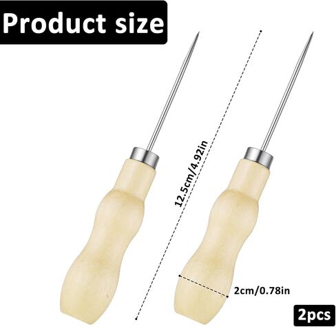 2 PCS Leather Scratch Awl Tool, Gourd Shape Wooden Handle Sewing Tailors Awl Tool, Awls Hole Punch for Sewing Stitching Punching DIY Leather Craft Cloth Repair in Saudi Arabia