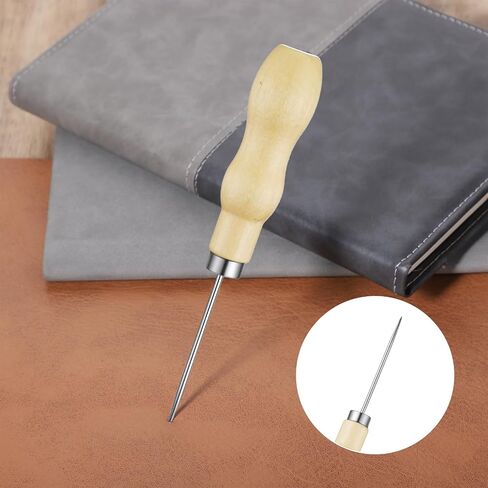 2 PCS Leather Scratch Awl Tool, Gourd Shape Wooden Handle Sewing Tailors Awl Tool, Awls Hole Punch for Sewing Stitching Punching DIY Leather Craft Cloth Repair in Saudi Arabia