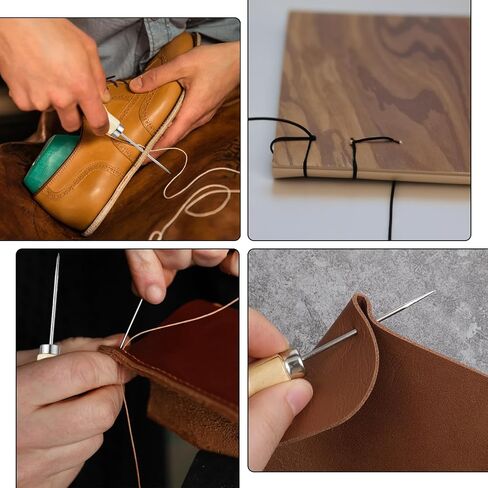 2 PCS Leather Scratch Awl Tool, Gourd Shape Wooden Handle Sewing Tailors Awl Tool, Awls Hole Punch for Sewing Stitching Punching DIY Leather Craft Cloth Repair in Saudi Arabia
