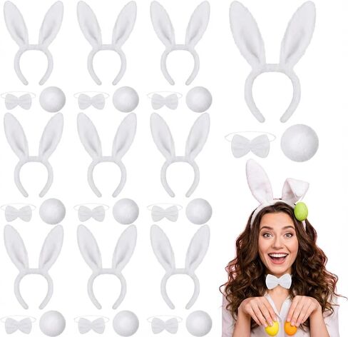 WILLBOND 27 Pieces Dalmatian Costume Set Dog Ear Headband Elastic Bowtie Tail for Halloween Cosplay Costume Party Decoration in Saudi Arabia