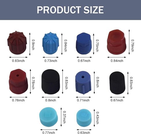 26PCS R12 R134a AC Caps for Car, 10 Sizes Air Conditioning Service AC System Charging Port Cap, A/C System Valve Sealing Cover Kit, Universal High and Low Pressure A/C Cap Replacement in Saudi Arabia