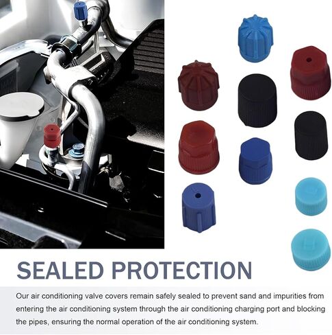 26PCS R12 R134a AC Caps for Car, 10 Sizes Air Conditioning Service AC System Charging Port Cap, A/C System Valve Sealing Cover Kit, Universal High and Low Pressure A/C Cap Replacement in Saudi Arabia