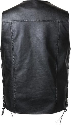 FANARCHER Men's Motorcycle Faux Leather Vest with Zipper Pockets V-Neck PU Riding Club Jackets in Saudi Arabia