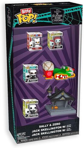 Funko Pop! Starter Set: The Nightmare Before Christmas Bitty Bundle Pack - 6 Pack - Zero, Sally, Jack Skellington, Bitty Ride Snowmobile, and Bitty Town Jack's House - Gift Idea - Disney Fans in Saudi Arabia