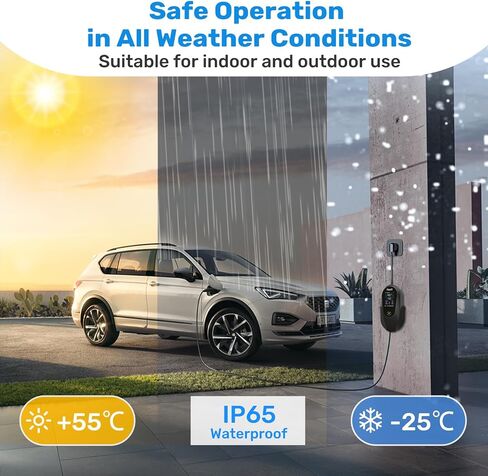 شاحن EV من المستوى 1 و2، شاحن EV محمول، 110 فولت - 240 فولت 16 أمبير تيار قابل للتعديل 12 ساعة مع تطبيق ذكي، كابل 26 قدم، قابس NEMA 6-20 ومحول NEMA 5-15، حقيبة حمل، متوافق مع J1772 Evs in Saudi Arabia