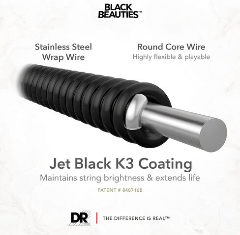 DR Strings Bass Strings, Black Beauties BASS Black Coated Nickel Plated Bass Guitar Strings on Round Core in Saudi Arabia