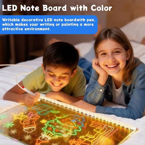 Children's Luminous Drawing Board, LED Note Board with Colors, Light Board for Drawing,12"X8" Drawing Board for Kids, Light Up Dry Erase Board with 7 Markers Soft Cloth,Holiday Trend Gift in Saudi Arabia