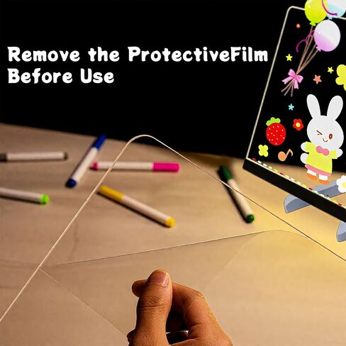 Children's Luminous Drawing Board, LED Note Board with Colors, Light Board for Drawing,12"X8" Drawing Board for Kids, Light Up Dry Erase Board with 7 Markers Soft Cloth,Holiday Trend Gift in Saudi Arabia