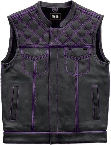 Men's Biker Motorcycle Riding Leather Vest, Sleeveless Faux Leather Vest Men, Leather Biker Club Vest in Saudi Arabia