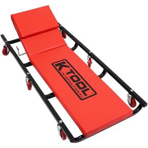 K Tool International 74961 زاحف سيارات مقاس 40 بوصة مع مسند رأس قابل للتعديل للكراجات ومحلات الإصلاح والأعمال اليدوية، مبطن بالكامل، (6) عجلات مطاطية مقاومة للزيت مقاس 2 بوصة، إطار فولاذي شديد التحمل، أحمر/أسود in Kuwait