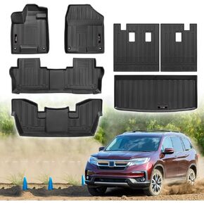 لـ 2023 2024 2025 Honda Pilot Floor Mats 3row Cargo Trunk Lines و2nd 3rd المقعد الخلفي الخلفي الحصير جميع الأحوال الجوية TPE حماية لملحقات Honda Pilot (مجموعة كاملة 9 حصائر) in Kuwait
