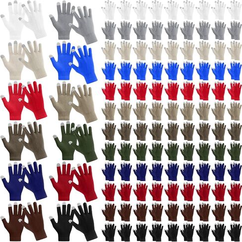 Ramede 120 Pairs Winter Touchscreen Gloves Winter Knit Gloves Bulk Stretchy Warm Gloves for Women Men Unisex Adult, 3 Colors in Saudi Arabia