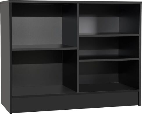 4ft Black Cash Wrap Counter – Retail Checkout Counter with 3 Adjustable Storage Shelves – Wood Display Register Stand for Stores, Boutiques & Reception Areas in Saudi Arabia
