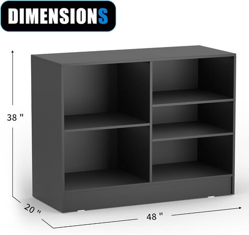 4ft Black Cash Wrap Counter – Retail Checkout Counter with 3 Adjustable Storage Shelves – Wood Display Register Stand for Stores, Boutiques & Reception Areas in Saudi Arabia