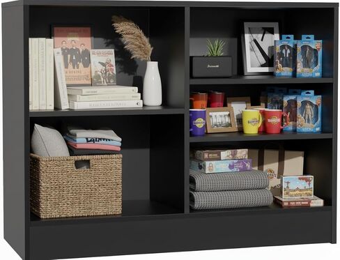 4ft Black Cash Wrap Counter – Retail Checkout Counter with 3 Adjustable Storage Shelves – Wood Display Register Stand for Stores, Boutiques & Reception Areas in Saudi Arabia