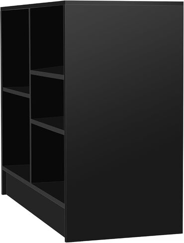 4ft Black Cash Wrap Counter – Retail Checkout Counter with 3 Adjustable Storage Shelves – Wood Display Register Stand for Stores, Boutiques & Reception Areas in Saudi Arabia