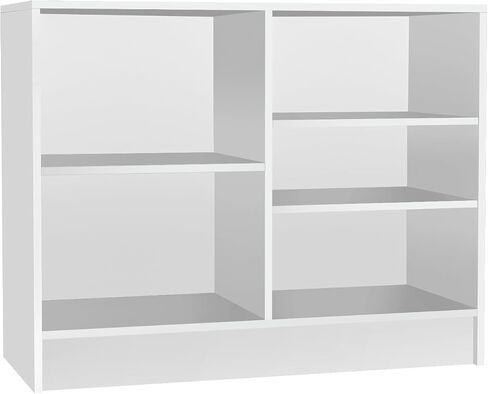 4-Foot White Cash Wrap Counter – Retail Checkout Counter with 3 Adjustable Storage Shelves, Wood Display Register Stand for Stores, Boutiques & Reception Areas in Saudi Arabia