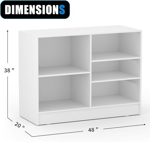 4-Foot White Cash Wrap Counter – Retail Checkout Counter with 3 Adjustable Storage Shelves, Wood Display Register Stand for Stores, Boutiques & Reception Areas in Saudi Arabia