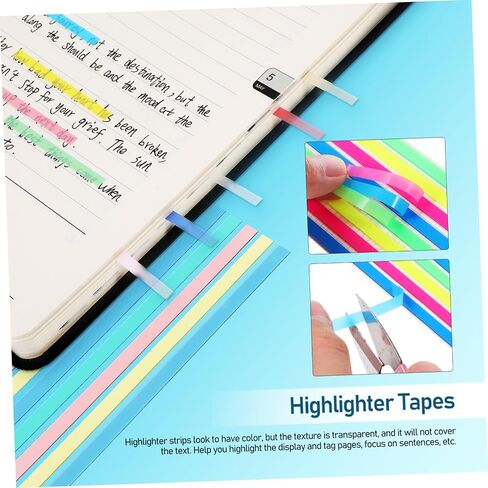 Tofficu 8Packs Transparent Highlighter Tapes Removable Fluorescent Strips for Book Annotation Sticky Page Markers for Study Supplies Office and School in Saudi Arabia