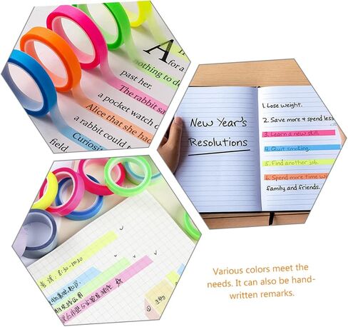 20 Rolls Transparent Reading Adhesive Tapes Multi Color Sentence Highlight Strips for School Office Childrens Visual Focus Reusable Page Markers in Saudi Arabia