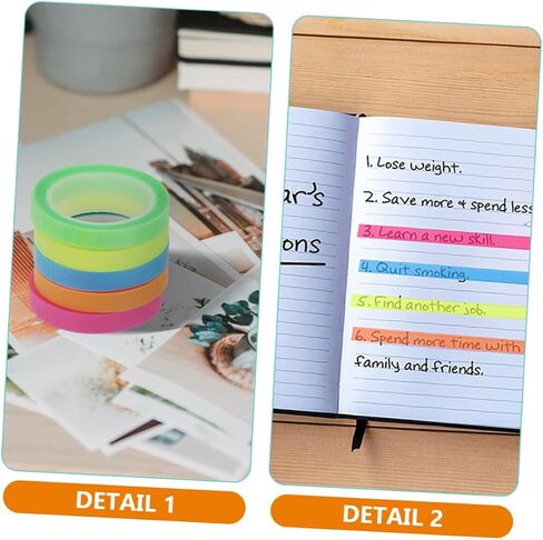 20 Rolls Transparent Reading Adhesive Tapes Multi Color Sentence Highlight Strips for School Office Childrens Visual Focus Reusable Page Markers in Saudi Arabia