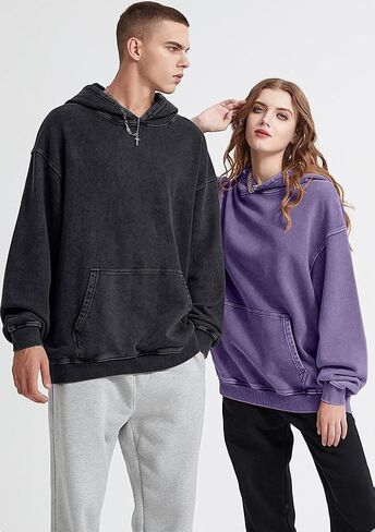 Mens Vintage Oversized Hoodie Acid Wash Heavyweight Cotton Sweatshirt Unisex Couples Women Baggy Pullover Hoodie in Saudi Arabia