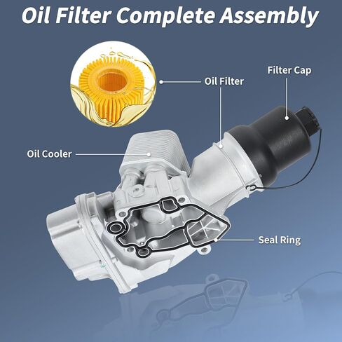 ACROPIX Upgrade Aluminum Oil Cooler Filter Housing Assembly for Volkswagen Passat Jetta Golf GTI Engine Oil Cooler with Gasket for Audi A3 A4 TT TTS 2006-2008 No.06F115397K/06F115397J in Saudi Arabia