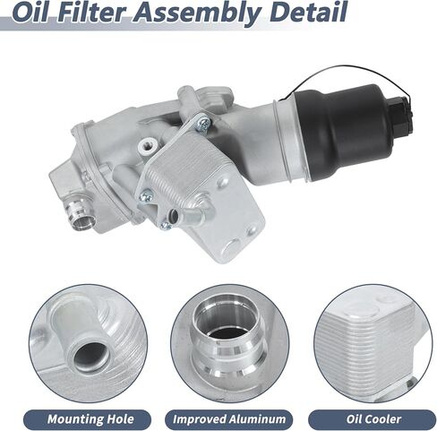 ACROPIX Upgrade Aluminum Oil Cooler Filter Housing Assembly for Volkswagen Passat Jetta Golf GTI Engine Oil Cooler with Gasket for Audi A3 A4 TT TTS 2006-2008 No.06F115397K/06F115397J in Saudi Arabia