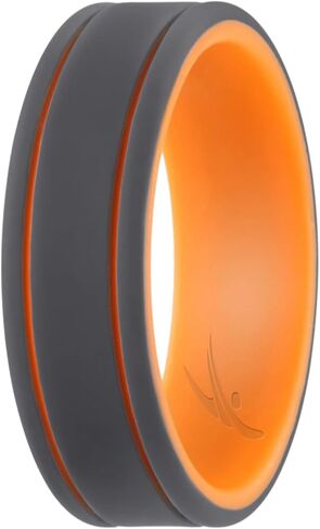 ROQ Silicone Wedding Ring for Men, Dome Style & 2 Thin Lines Duo Collection, Multi Packs, Various Colors in Kuwait