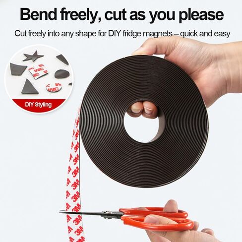 Magnetic Tape (1/2 in Wide x 9.8 ft Long), Cuttable Magnetic Strip with Adhesive Backing, Cuttable Flexible Sticky Magnet Tapes Strips for Kitchen Fridge, Classroom Office Whiteboards, DIY Crafts in Saudi Arabia