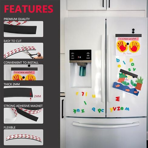 Magnetic Tape (1/2 in Wide x 9.8 ft Long), Cuttable Magnetic Strip with Adhesive Backing, Cuttable Flexible Sticky Magnet Tapes Strips for Kitchen Fridge, Classroom Office Whiteboards, DIY Crafts in Saudi Arabia